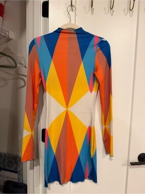 Colorful Geometric Long-Sleeve Dress
